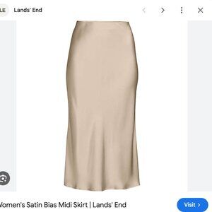 Land's End Cream Satin Bias Midi Skirt Sz 14